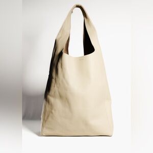 Celine Leather Twisted Cabas Tote in cream leather